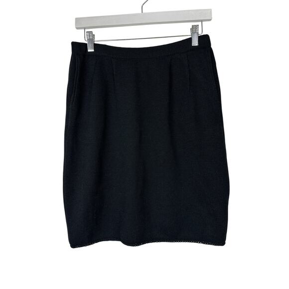 Vintage St. John Skirt Size 6 Black Santana Knit Pull On Quiet Luxury Old Money - Picture 1 of 10